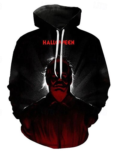  Halloween Horrorfilm Michael myers Kapuzenshirt Pullover Anime 3D Vordertasche Grafik Für Paar Herren Damen Erwachsene Halloween Karneval Maskerade 3D-Druck Party Casual