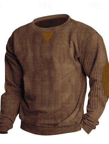 Herren T Shirt Cordhemd Langarm Rundhalsausschnitt Einfarbig Traditionell / Vintage Kord Outdoor Heim Sport & Outdoor Dunkelbraun Schwarz Burgunderrot Top T-Shirt für Herren   Herren T Shirt Cordhemd Langarm Rundhalsausschnitt Einfarbig Traditionell / Vintage Kord Outdoor Heim Sport & Outdoor Dunkelbraun Schwarz Burgunderrot Top T-Shirt für Herren