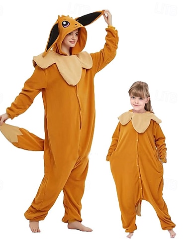  Enfant Adulte Animal Costume de groupe Costume grenouillère Costume de carnaval Dessin-Animé Évoli Combinaison de Pyjamas Pyjamas Kigurumi Charme Déguisement drôle Pour Homme et Femme Garçons et