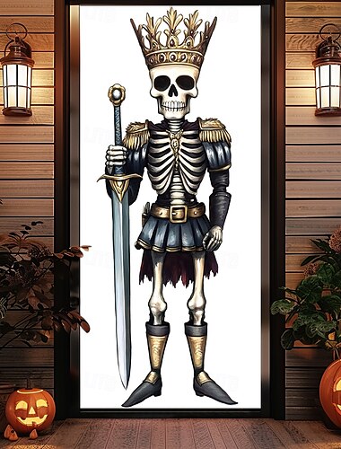  Halloween-Weihnachtstürdekorationen, Halloween-Türabdeckungen, Skelett-Türteppich, Baumtürvorhang, Dekoration, Hintergrund, Türbanner für die Haustür, Bauernhaus, Urlaubsparty-Dekoration, Zubehör