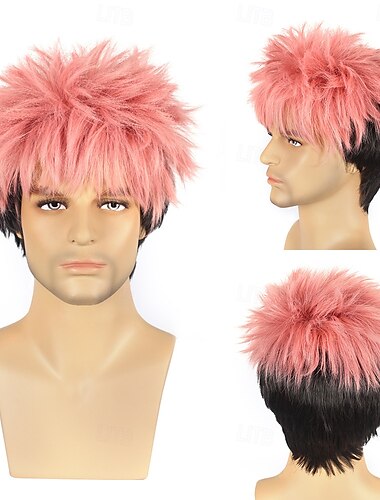 Gres Männer Rosa Schwarze Farbcos Perücke Itadori Yuji Ryomen Sukuna Cosplay Perücken Hochtemperaturfaser
