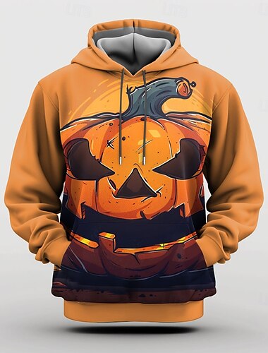  Kürbis Herrenmode Komfort Farbe Sweatshirts 3D-Druck Hoodie Halloween Hoodies dunkelorange orange
