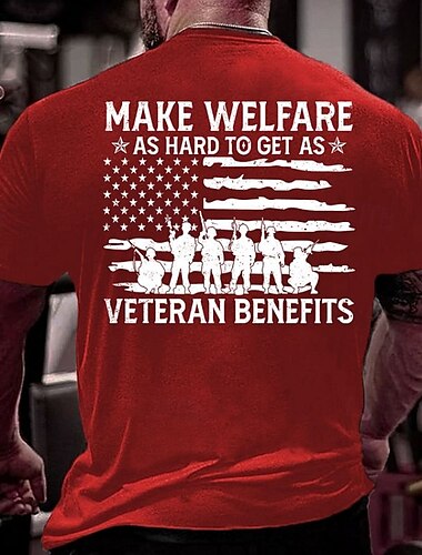  Voor heren Vlag Tekstopdruk veteranen T-shirt 100% katoen Korte mouw Grafisch Shirt Zwart Wit Rood Comfortabel T-shirt Straat Buitensporten Modeontwerper kleding
