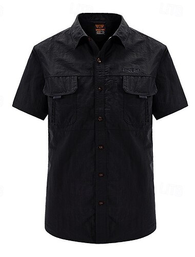  Herren Hemd Arbeitshemden Freizeithemd Arbeitshemd Knopfhemd Cargohemd Schwarz Blau Kaki Armeegrün Grau Kurzarm Einfach Revers Urlaub Ferien Fronttasche Bekleidung Polyester Mode Lässig Bequem