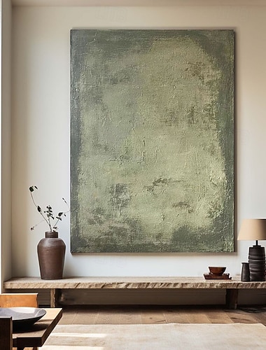  großes blau-grünes abstraktes Leinwandbild handgemaltes Ölgemälde auf Leinwand modernes Originalkunstwerk grün-blaues abstraktes Gemälde Wohnzimmerdekor kein Rahmen