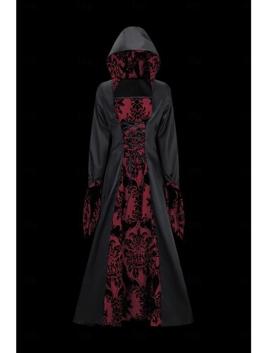  Retro Vintage Punk & Gothic Mittelalterlich Kleid Hexe Kostüm Damen Keltisch Fantasie Steampunk Maskerade Party Erwachsene Kleid