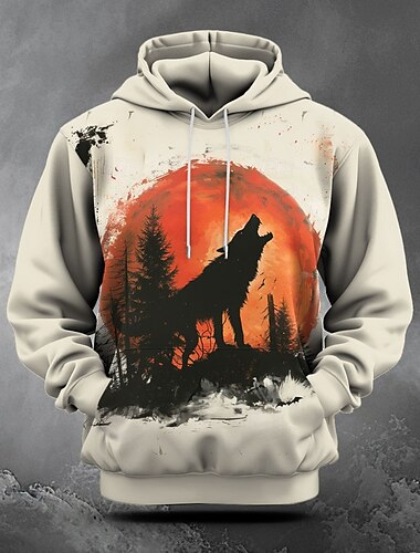  Werwolf Herrenmode Komfort Farbe Sweatshirts 3D-Druck Hoodie Halloween Halloween Hoodies weiß