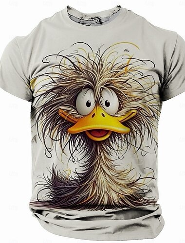  Herren Tiermotiv Lustig T Shirt Kurzarm T-Shirt 3D-Druck Rundhalsausschnitt Hemd Retro Vintage Lässig Straße Lässig Bar Hellblau Weiß Khaki Frühling & Sommer Bekleidung S M L XL XXL XXXL