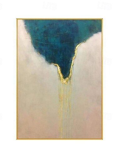  grande peinture à l'huile sur toile bleu doré 3d peinte à la main peinture abstraite faite à la main peinture d'art mural lumière peinture à l'huile de luxe pour salon chambre décoration murale