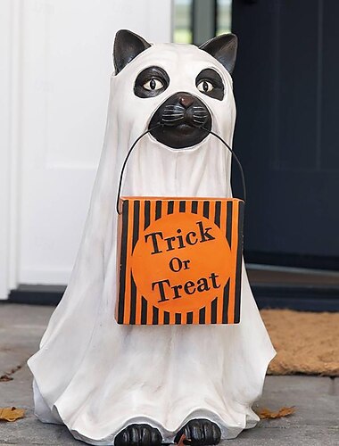  katt spøkelse godteri krukke halloween figur halloween dekorasjon hjem kattunge gresskar ornamenter for hjemmeinnredning hage innendørs terrasse