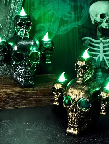  halloween decoraties schedel lamp horror kaars lamp rook sandelhout led geheime kamer spookhuis script rekwisieten bar thuis spook festival bureaublad decoratie