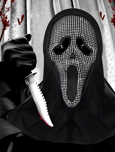  Aave Ghostface Naamio Täysi pää Aikuisten Miesten Naisten Pelottava puku Halloween Karnevaali Helppo karnevaaliasu