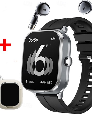  696 D8PRO Smartwatch 2.01 Zoll Smart-Armband Bluetooth Schrittzähler Anruferinnerung Schlaf-Tracker Kompatibel mit Android iOS Herren Freisprechanlage Nachrichterinnerung Uhren mit Ohrstöpseln IP 67