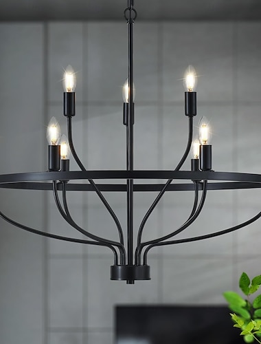  led hanglamp 6/9/12-lichts industriële vintage grote ronde rustieke kaars kroonluchter voor woonkamer slaapkamer 110-240v