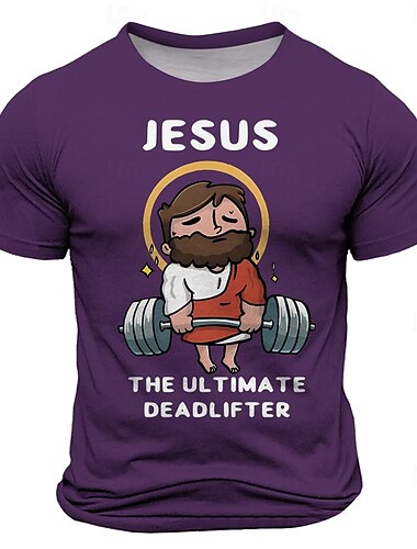  Hombre Gracioso Jesús cristiano Camiseta Manga Corta Camiseta Impresión 3D Cuello Barco Camisa Retro Antiguo Casual Estilo callejero Deporte Festivos Noche Azul Laguna Negro Blanco Primavera verano