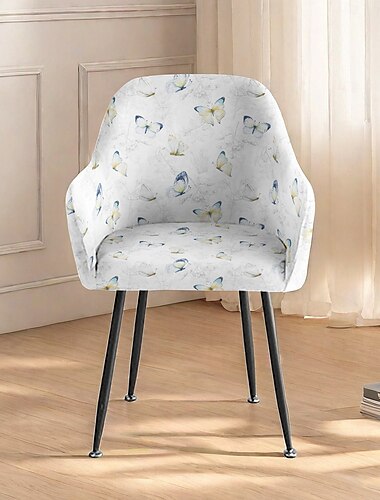  Stretch-Stuhlhusse Stuhlhussen für Esszimmerstühle mit Blumenmuster, elastische Schonbezüge für Esszimmerstühle mit Blumenmuster, einfach anzubringen und abzunehmen