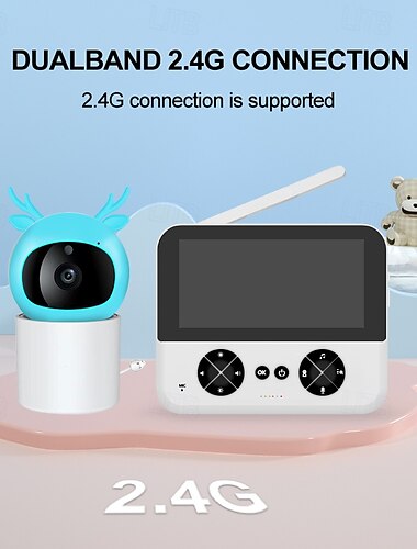  Intercomunicador de voz inalámbrico de 4,3 pulgadas y 2,4 g, recordatorio de llanto, monitor para bebés, monitor de cabeza temblorosa de 355 pulgadas