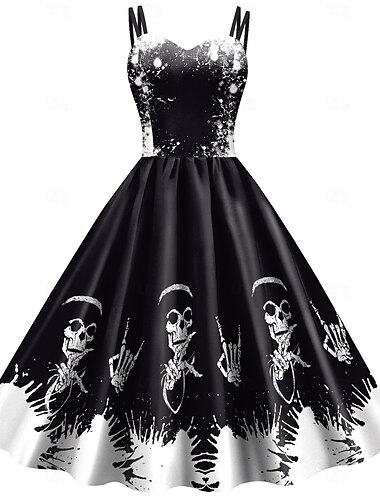  Skelett Totenkopf Kleid Erwachsene Damen Kleider Cosplay Party / Abend Karneval Valentinstag Einfaches Karnevalskostüm