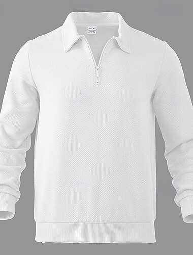  Hombre Sudadera Sudadera con un cuarto de cremallera Negro Blanco Azul Marino Caqui Gris Claro Media cremallera Plano Estriado Con Texturas Textura de punto Deporte Diario Festivos Poliéster Ropa de