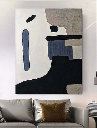  beiges Wabi Sabi Ölgemälde handgemachte Wandkunst schwarz beige abstraktes Gemälde großes schwarzes minimalistisches Gemälde Wandkunst beige strukturiertes Leinwandgemälde neutrale Wandkunst