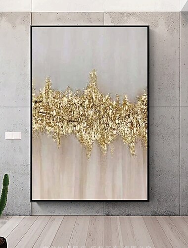  handgefertigtes Ölgemälde aus Folie, reines handgemaltes Ölgemälde aus Folie in Gold, hängendes Gemälde aus Goldfolie, Wolkenmeer, schwarz-weißes abstraktes Gemälde für die Heimdekoration, Gemälde als Wandkunst, Gemälde aus Folie in Gold
