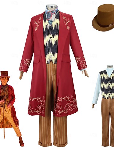  Charlie und die Schokoladenfabrik Wonka Willy Wonka Cosplay Kostüm Outfits Cosplay Film Cosplay for Herren Jungen Kinder Erwachsene Karneval Maskerade Veranstaltung / Fest Maskerade