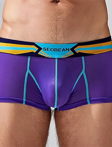  Herren 1 pc Unterwäsche Boxer Boxer-Shorts Nylon Atmungsaktiv Weich Komfortabel Farbblock Buchstabe Mittlere Hüfthöhe Schwarz Weiß