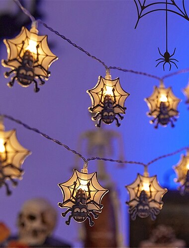  1,5 m 10 LED Halloween Laterne String Geister Festival Szene Atmosphäre Dekoration Laterne String Spinnennetz Fledermaus Kürbis Tod Gott Festival dekorative Laternen 1 Stück