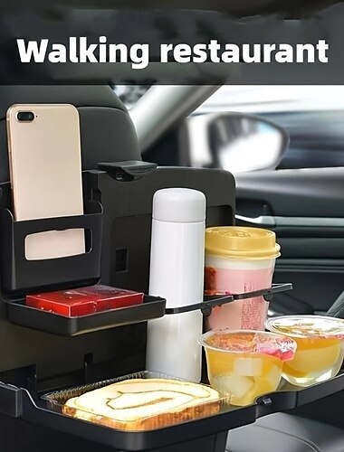  Tabletttisch für den Rücksitz im Auto, Autotisch, Klapptablett, Rücksitz-Organizer, multifunktionaler Esstisch im Auto mit Telefon und Getränkehalter für Essen und Trinken, umifica