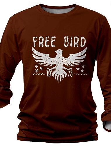  Men's Bird T Shirt Henley Shirt Long Sleeve T shirt 3D Print Crew Neck Shirt Designer Retro Vintage Street Casual Daily Black Burgundy Blue Summer Spring Fall Clothing Apparel S M L XL 2XL 3XL