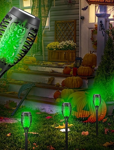  4 stuks zonnevlamlichten waterdicht veelkleurig gazonlicht buitentuin patio trail loopbrug halloween kerstfeest vakantie landschap decoratie
