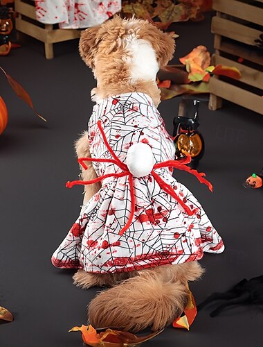  Hunde Halloweenkostüm Hunde-Kostüm Spinnen Blut Gruseliges Kostüm Ritterstil Weich Halloween Karneval Party Kleidungs-Outfits für Hundewelpen