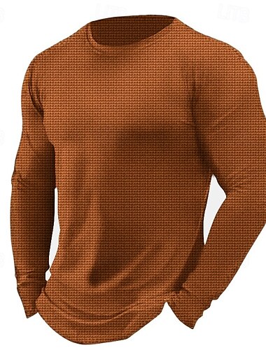  Homens Camisa Waffle Camisa de manga longa Manga Longa Decote Redondo Outono & inverno Tecido Xadrez Roupa de Esporte Casual Esportes Relaxantes Para Noite Ginásio Preto Branco Vinho Top Tee para