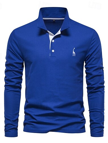 Herren Golfhemd Golfpolo Arbeit Casual Kargen Langarm Basic Modern Farbblock Stickerei Patchwork Bestickt Frühling & Herbst Regular Fit Dunkelblau Schwarz Weiß Rot Marinenblau Königliches Blau