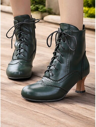  Damenstiefeletten im viktorianischen Stil aus Kunstleder mit Schnürung – elegantes Schuhwerk für Events im Vintage-Stil und den Alltag