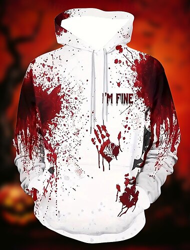  Halloween Kapuzenshirt Blutig Vordertasche Grafik Für Paar Herren Damen Erwachsene Halloween Karneval Maskerade 3D-Druck Halloween