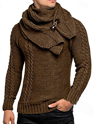  Herre Pullover genser Strikket genser Riflet Strikke Normal Strikket عادي Crew-hals Mote Grunnleggende Dagligdagstøy Stevnemøte Klær Høst vinter Svart Hvit S M L