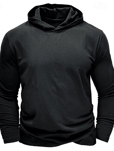  Herr Huvtröja Svart Vit Armégrön Marinblå Kaki Huva Slät Sport & Utomhus Dagligen Helgdag Bomull Streetwear Grundläggande Ledigt Vår & Höst Kläder Pull Tröjor