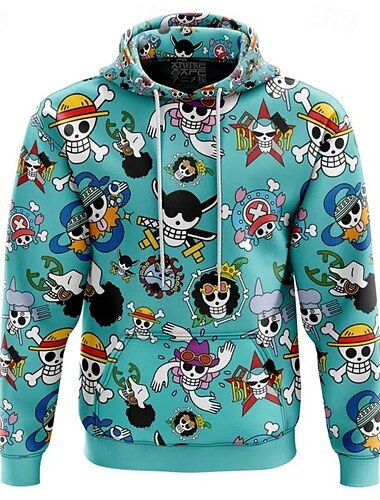  One Piece Обезьяна d Луффи Луффи Гир 5 Толстовка Pullover Аниме 3D Передний карман Графический Назначение Для пары Муж. Жен. Взрослые Хэллоуин Карнавал Маскарад 3D печать Для вечеринок На каждый день
