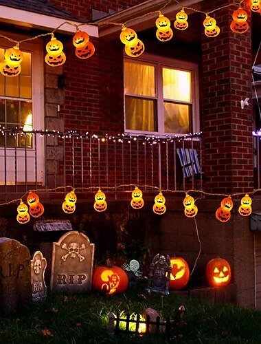  Halloween lichtgevende pompoen lichtsnoer 10/20led jack o lantern waterdichte batterijgevoede lichten voor binnen en buiten slaapkamer vakantie feest halloween decoratie