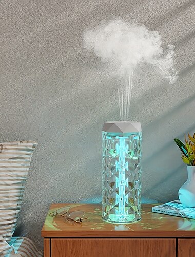  kristallklarer Luftbefeuchter USB-Nachtlicht-Luftbefeuchter kleiner Luftreiniger Tischlampe Schlafzimmer Desktop-Luftbefeuchter Lufterfrischer 1000ml