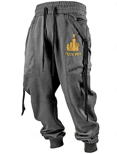  Herren Ente Jogginghose Trainingshose Jogginghose Jogger Elastischer Kordelzug in der Taille Brautkleider schlicht Lustig Party-Abendgarderobe Tasche Frühling Herbst Winter 3D-Druck Schwarz Orange