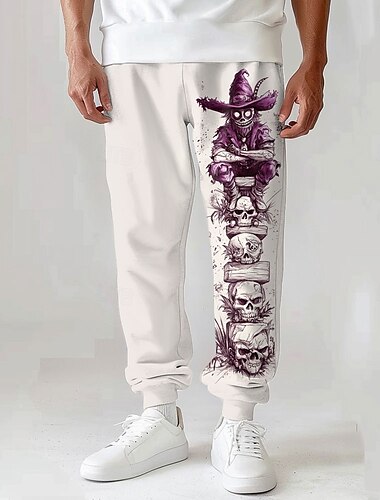  Herren Jogginghose Trainingshose Jogginghose Jogger 3D-Druck Totenkopf Motiv In voller Länge Party Täglich Brautkleider schlicht Schwarz Weiß Mikro-elastisch
