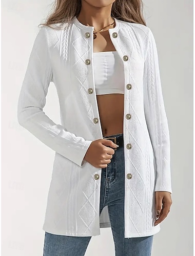  Damen Freizeitjacke Einstellbar Feste Farbe Komfortabel Modisch Regular Fit Oberbekleidung Langarm Frühling Schwarz S