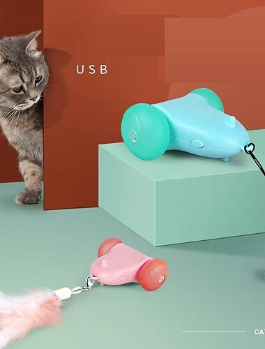  Plüsch-Spielzeug Federnspielzeug Interaktives Spielzeug Mäuse & Tierspielzeug Leinen mit LED Abziehbar USB-Ladegerät Druck ablassen Haustiertraining für Katzen Kätzchen Innen Draussen Haustier spielen