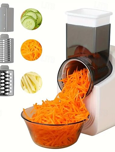  elektrischer Gemüseschneider elektrischer Gemüsehobel Salatzubereiter Küchenmaschine Spiralschneider für Obst und Gemüse mit Mehrfachkegelklingen