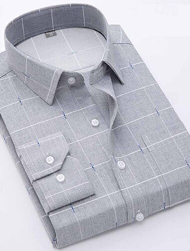  Per uomo Camicia Camicie A quadri Matrimonio Ufficio e carriera Blu chiaro Blu Azzurro cielo Viola chiaro Manica lunga Collo ripiegabile Primavera & Autunno Abbigliamento Stampa