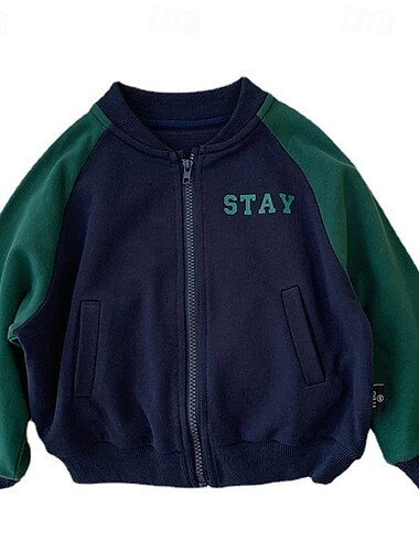  Jungen 3D Farbblock Buchstabe Mantel Oberbekleidung Langarm Frühling Herbst Streetwear Sport Basic Kinder 4-8 Jahre Urlaub Sport Täglich Normale Passform