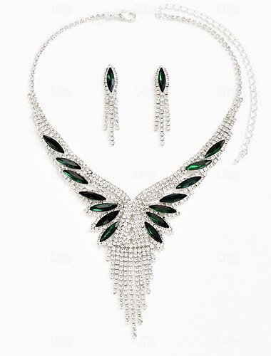  Smyckeset 3st Bergkristall Legering Örhängen Dekorativa Halsband Dam Elegant Vintage Läcker geometriska Geometrisk Smyckeset Till Bröllop Alla hjärtans dag Bröllopsgäst
