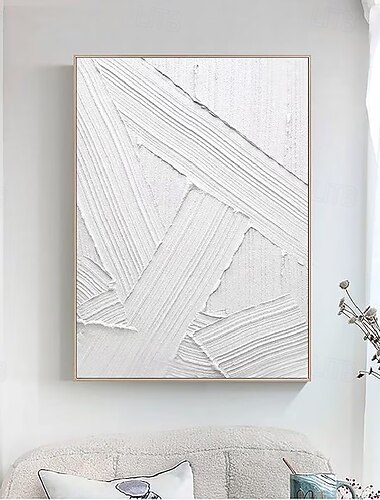  3D-Ölgemälde in Weiß, handgemalt, dickes strukturiertes Ölgemälde, handgemaltes beige-weißes Gemälde auf Leinwand, abstraktes 3D-Ölgemälde in Weiß mit Struktur, Wandkunst, Gemälde für Wohnzimmer,